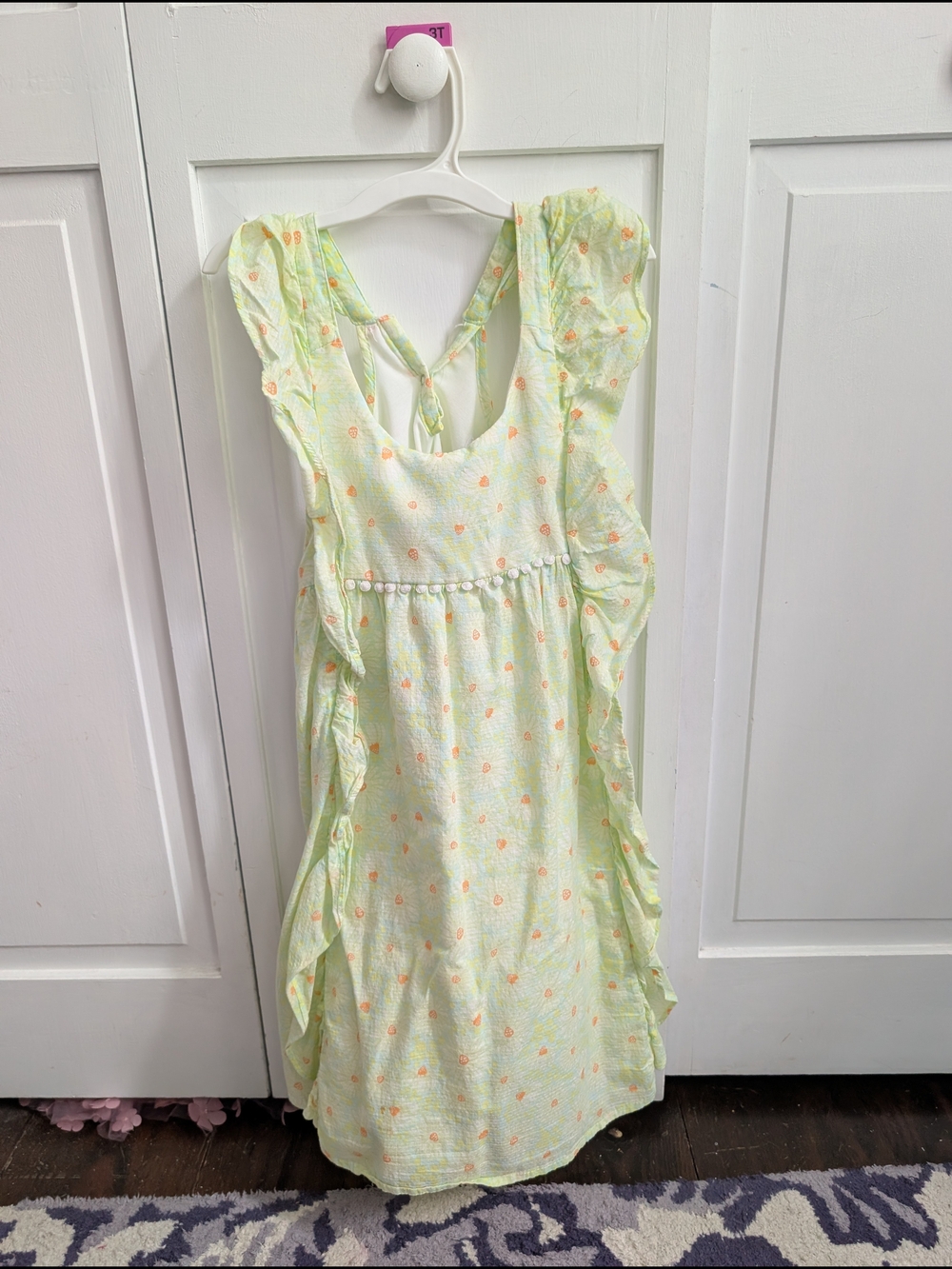 Shabby Chic Mint Green Sundress with Peach Floral Accents